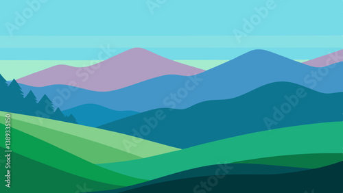Beautiful Mountain Landscape with Blue Sky Background for Nature and Travel Themed Illustration