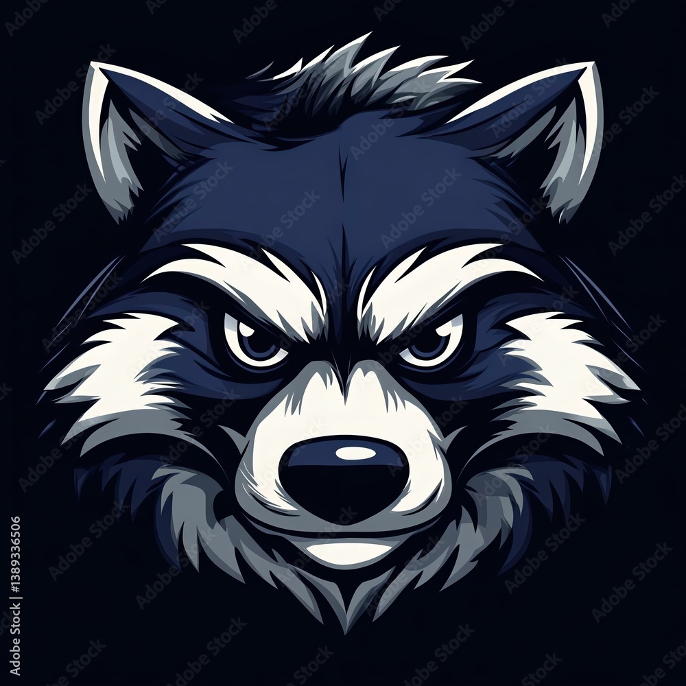 Fototapeta premium A fierce, stylized wolf head illustration with sharp features and bold colors, perfect for logos or gaming themes.