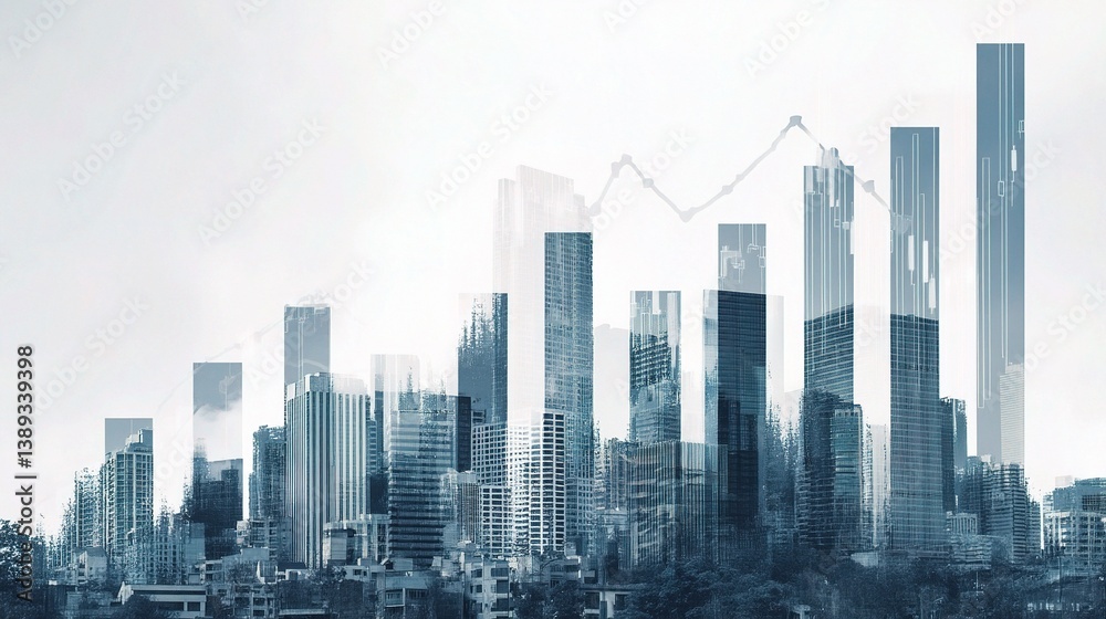 Abstract Double Exposure City Skyline with Overlay Effects Abstract Double Exposure City Skyline with Overlay Effects