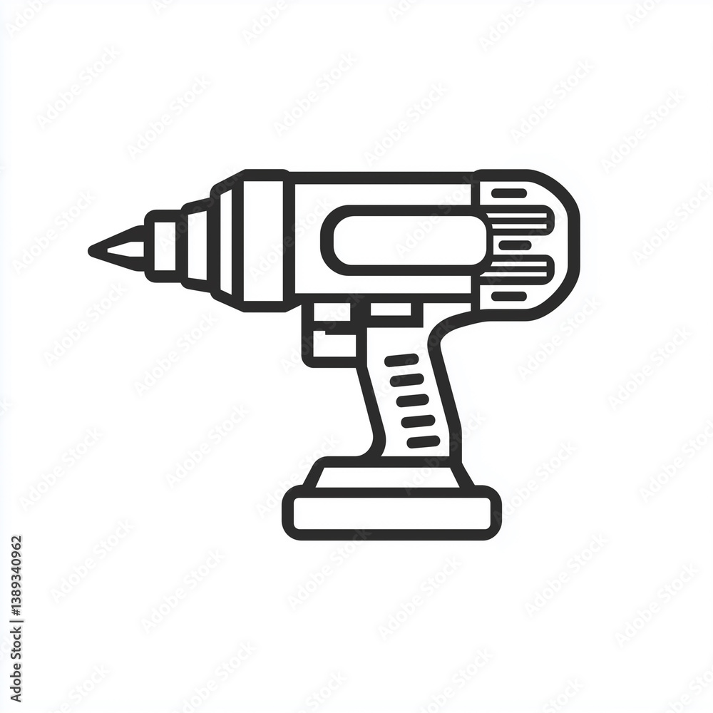 Drill Line Icon Isolated on White Background Drill Line Icon Isolated on White Background
