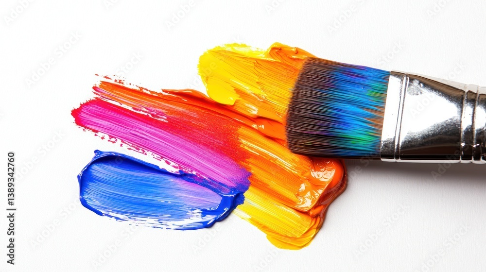 Vibrant paint strokes on white background