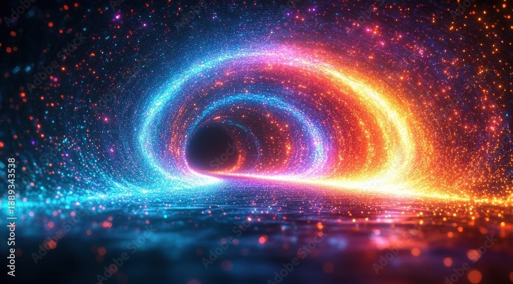 Obraz premium A colorful, glowing tunnel with a blue and red swirl