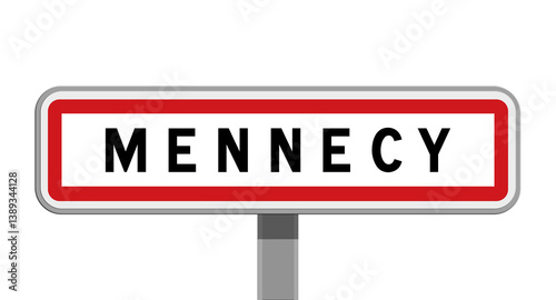 Obraz na plátně Panneau sur poteau central de ville de Mennecy, Essonne