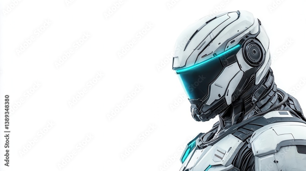 Reinforced mech pilot s armored bodysuit with hydraulic exoskeleton attachments, neon blue tech detailing, isolated on white Reinforced mech pilot s armored bodysuit with hydraulic exoskeleton attachments, neon blue tech detailing, isolated on white