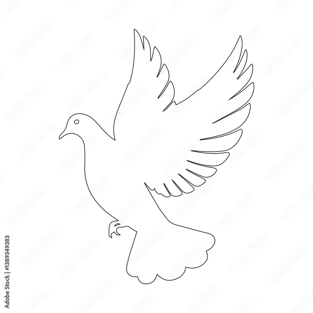 Fototapeta premium Minimal Dove Line Art Illustration