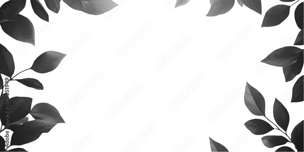 Fototapeta premium Black Leaf Frame Illustration With Transparent Background Design