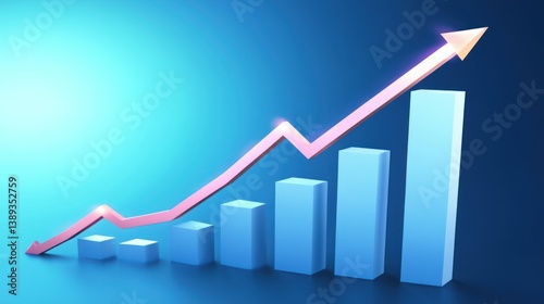 Free Download A rising upward arrow shows growth on a chart with bars - GFXLoad