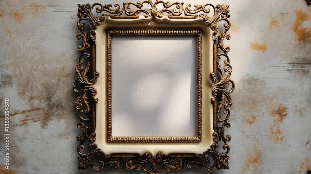 Vintage openwork bronze metal frame on a textured background, empty picture frame mockup_g_1_4_1.png
