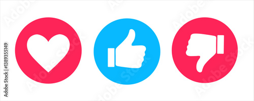 Thumb up and like outline icons set. 