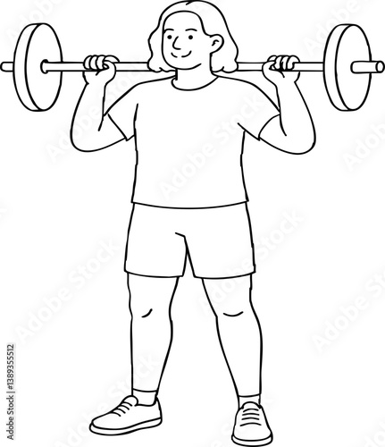 Diversity in Exercise & Wellness aerobics concept. Person lifting weights with a barbell in a fitness setting.
