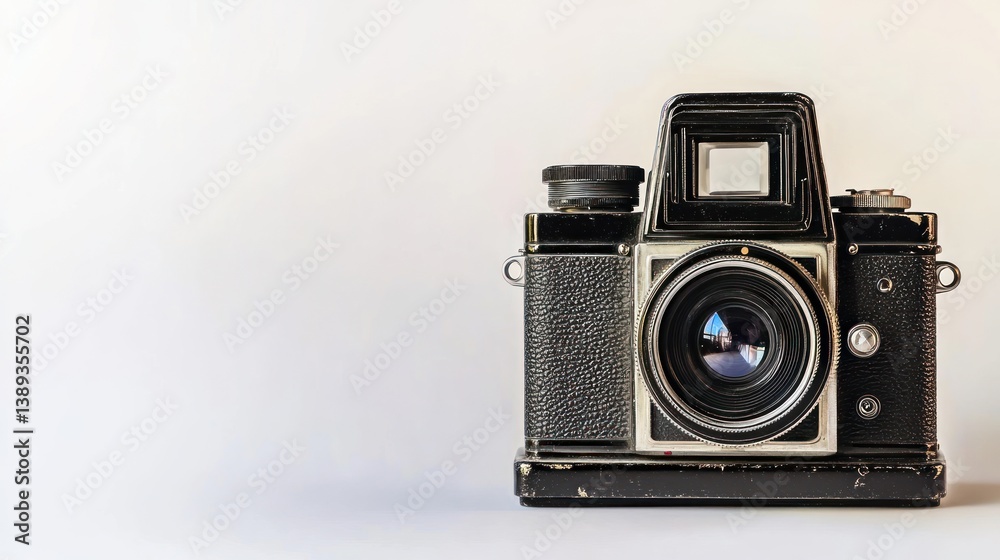 Vintage camera on a plain background
