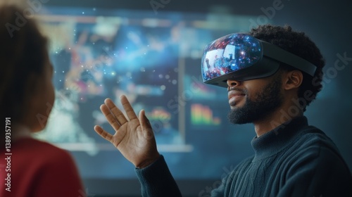 Obraz na płótnie VR experience, interactive digital interface w salonie