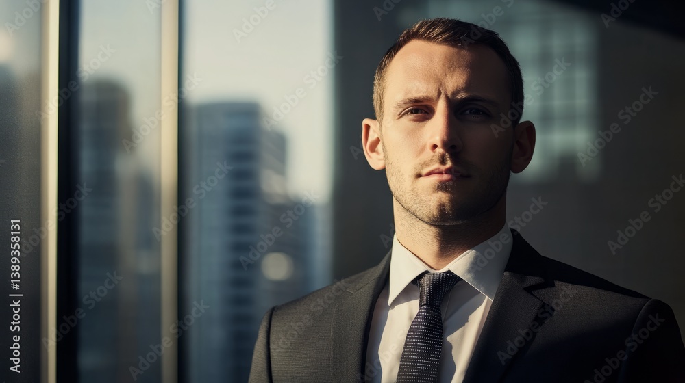 Serious businessman in a suit, focused and professional, embodying confidence and leadership in a modern workplace.
Serious businessman in a suit, focused and professional, embodying confidence and leadership in a modern workplace.