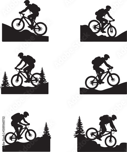 set of vector silhouettes of santa claus