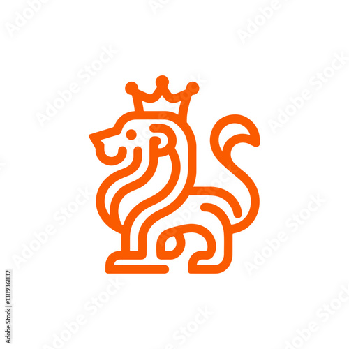 Stylized Orange Dutch Lion with Crown Icon for Koningsdag