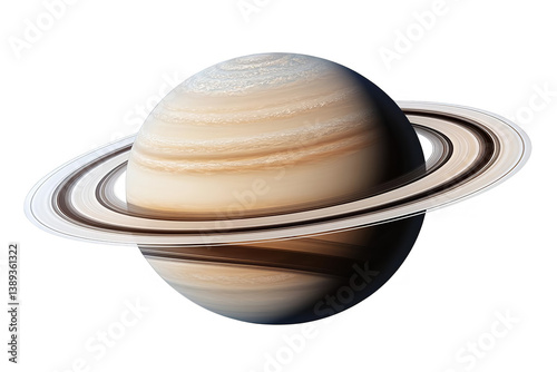 Isolated 3D Illustration Of Saturn Planet With Rings In Universe