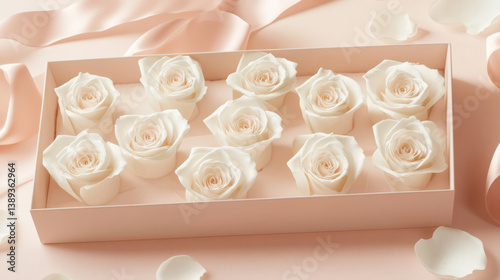 Elegant Gift Box with Delicate Roses and Satin Ribbons
