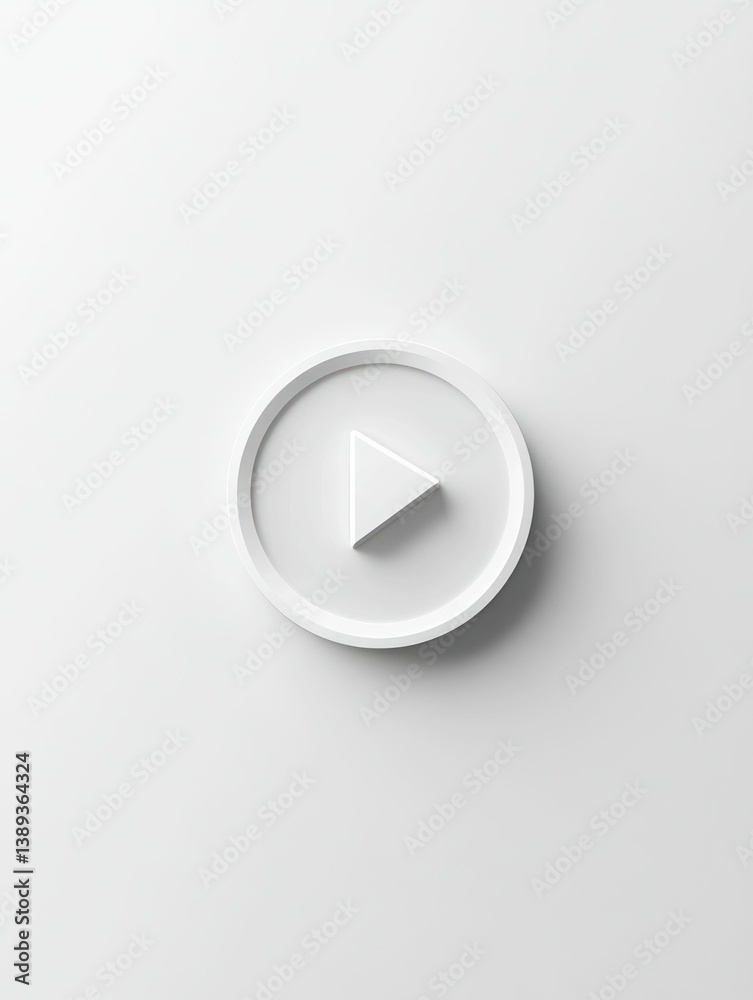 Minimalist white play button icon for video streaming services concept Minimalist white play button icon for video streaming services concept