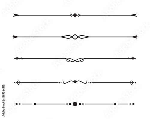 Set of Vintage decorative lines. text dividers. Line border. Lines separators, Borders, Vintage dividers, Underline elements. Vector illustration