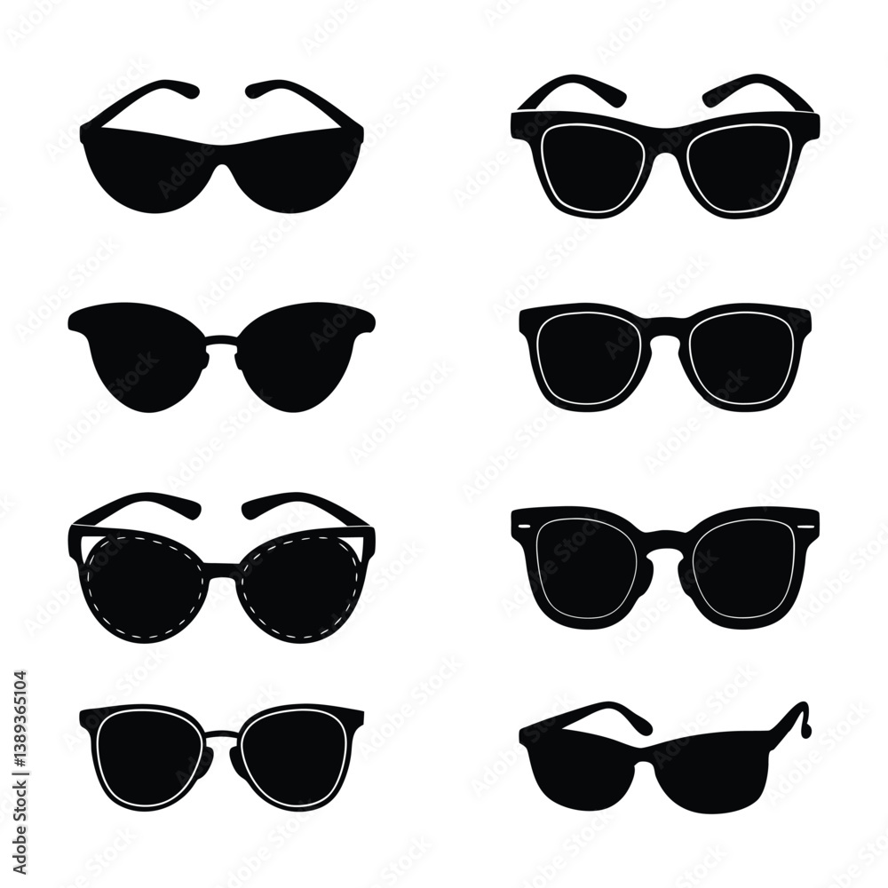 Sunglass silhouette vector on white background. Sunglass silhouette vector on white background.