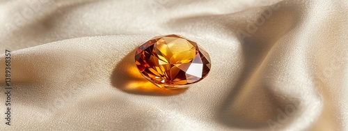 Stunning Orange Gemstone on Silk Fabric with Luxurious Texture