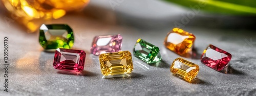 Colorful Gemstones Displayed on a Natural Stone Surface