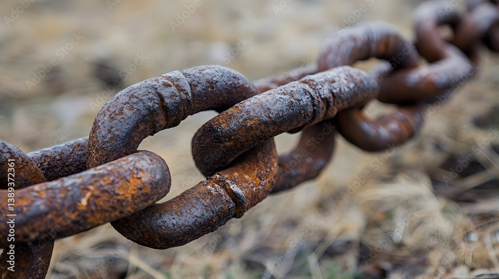 Rusty Chain Links in Outdoor Setting Rusty Chain Links in Outdoor Setting