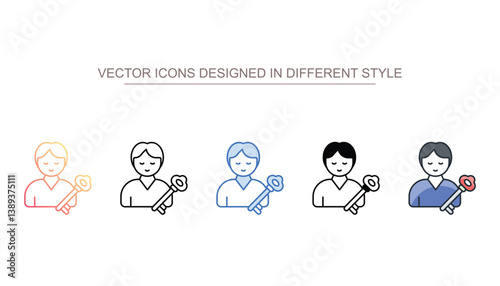 Key Person icon design with white background stock illustration