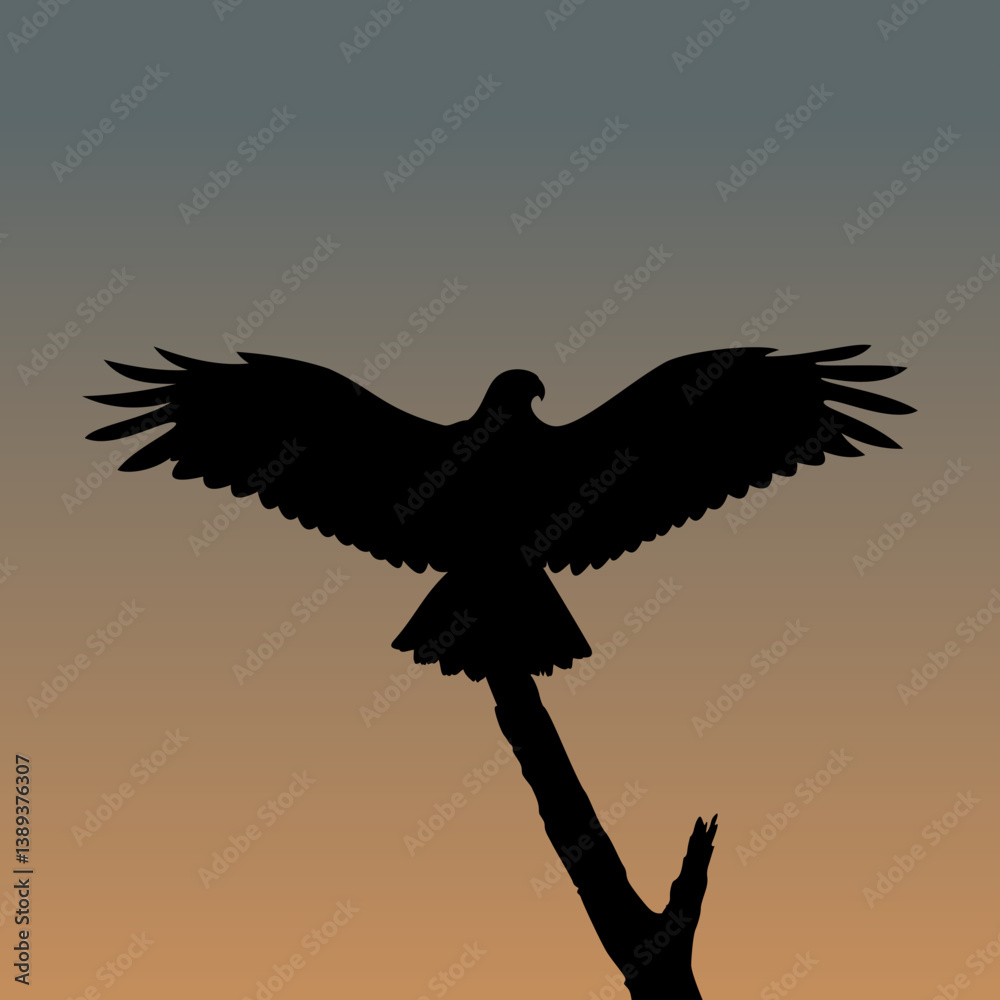 Obraz premium Illustration of an eagle silhouette with gradient background