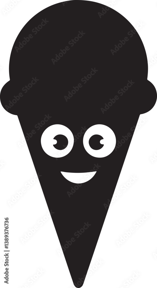 Obraz premium Ice Cream Cone with Face