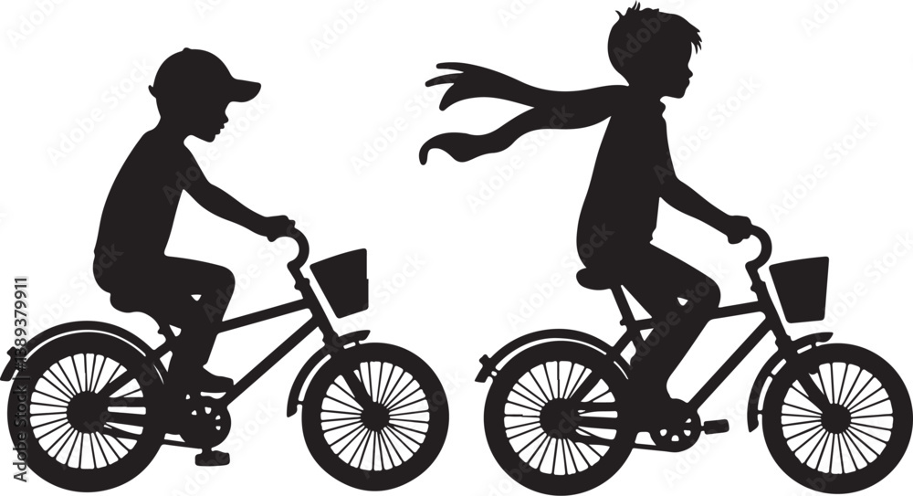 Obraz premium Kids Riding Bicycles Bundle