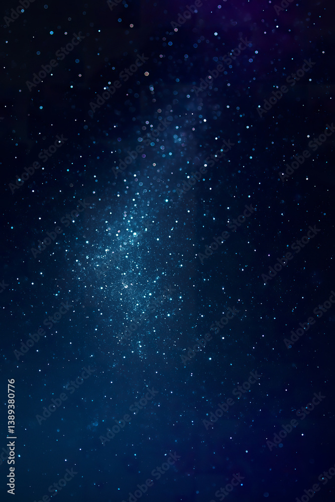 Dark cosmic sky illuminated by glowing blue galactic dust and stars