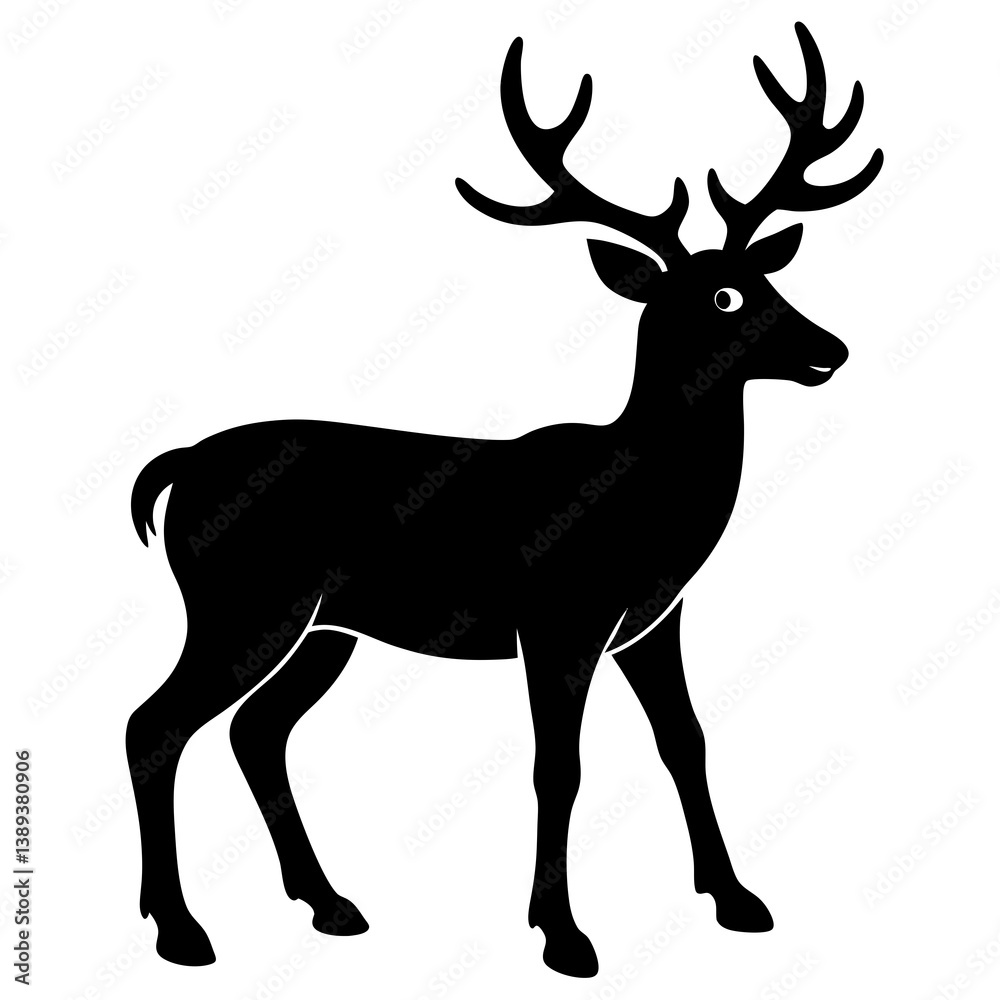 Fototapeta premium Reindeer silhouette vector isolated on white background