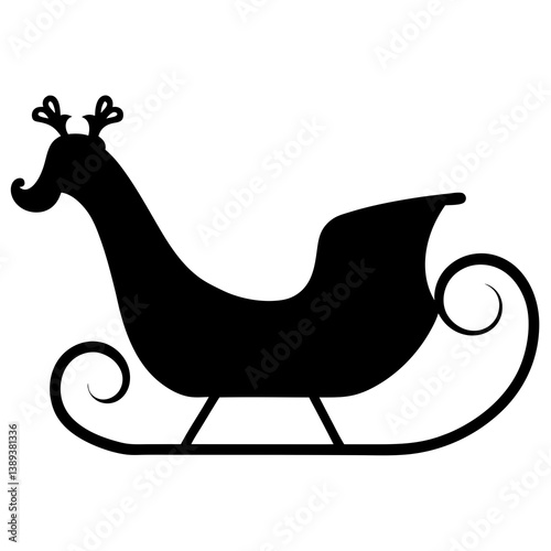 Sleigh silhouette vector isolated on white background
