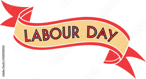 Red and Gold Labour Day Celebration Banner Ribbon