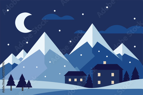 winter landscape with houses