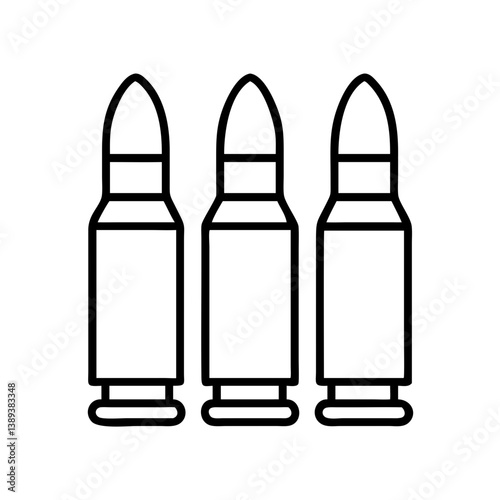 Ammunition bullets vector icon illustration of firearm bullets cartridge for shooting range and hunting