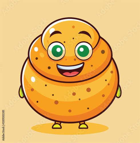 Cute And Happy Chapati Flatbread Cartoon Character Illustration For Kids Menu Design