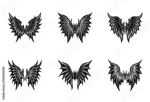 Evil Aura Demon Wings Vector Clipart – Includes spooky and cursed wings perfect for fantasy projects and supernatural branding.