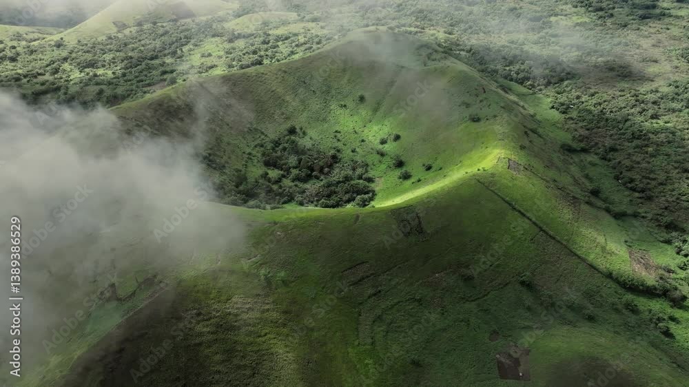 Comoros - Grande Comore - Ouzio - triple crater with clouds