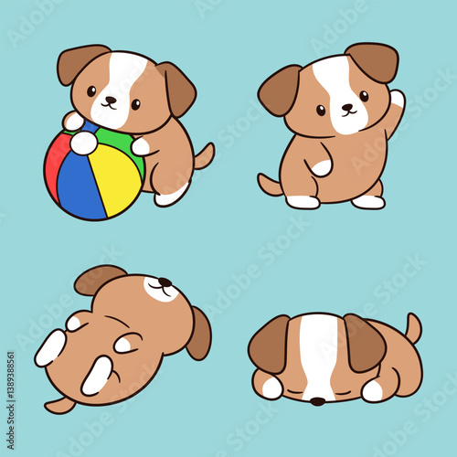 Cute and adorable puppy character cartoon