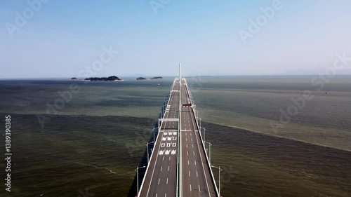 4k Video Capturing Live Shot of Zhuhai Highway on Hong Kong Zhuhai Macao Bridge