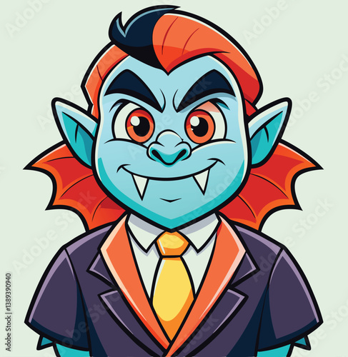 Cartoon Vampire In Business Suit Vector Illustration For Halloween Designs