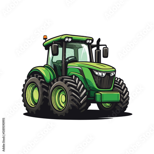 Colorful Tractor Vector Illustration Logo And Icon with small and simple heavy duty tractor Icon vector  background