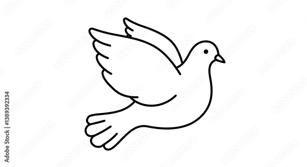 Fototapeta premium Simple Line Drawing of a Dove in Flight Peace, Hope, and Freedom Symbol