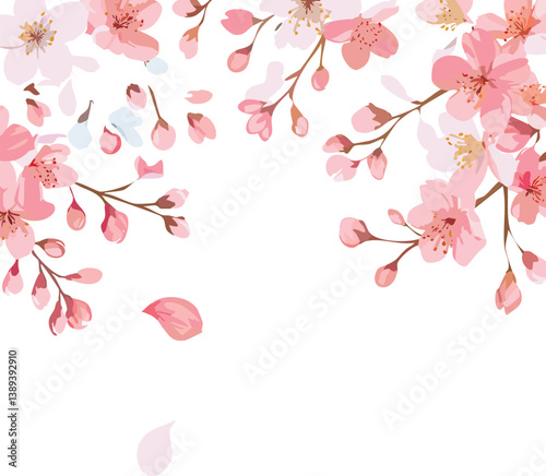 Pink cherry blossom vector