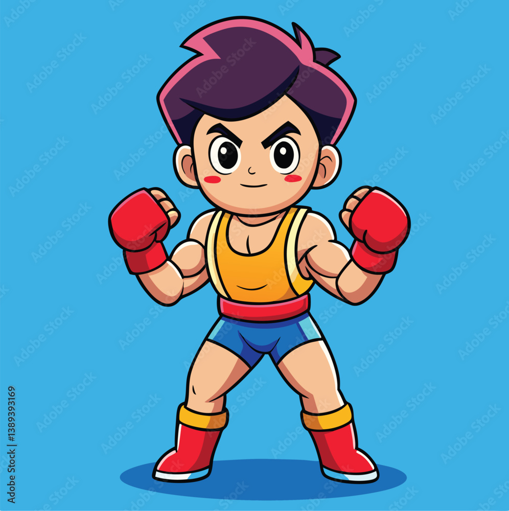 Cartoon Boxer Character Illustration Ready For A Fight In Style Cartoon Boxer Character Illustration Ready For A Fight In Style