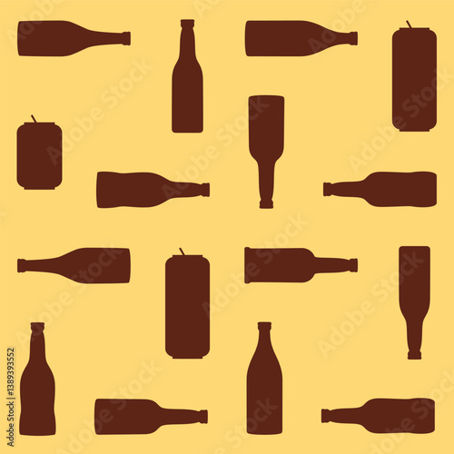 Alcoholic Drinks Vector Illustration Set, Beer Glass with Foam, Craft Beer, Brewery, Celebration, Party, Happy. Collection of Different Types of Beer Glasses, Separated for Graphic Background Design.