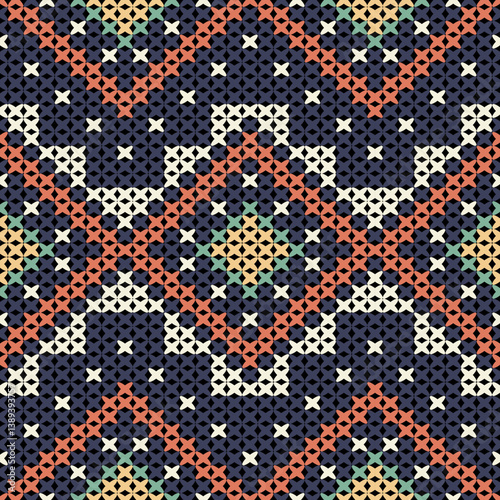 Knitted fabric design seamless. Knitting pattern illustration design for decoration, clothing, fabric texture