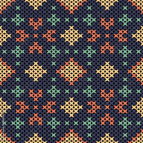 Knitted fabric design seamless. Knitting pattern illustration design for decoration, clothing, fabric texture